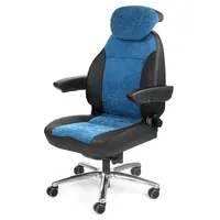 UnitedSeats C1 stoel leer met stof blauw/zwart US.291761 bureaustoel