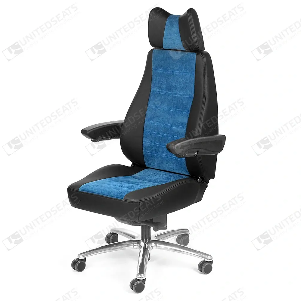 UnitedSeats C4 stoel leer met stof blauw/zwart US.291772 24-uurs stoel