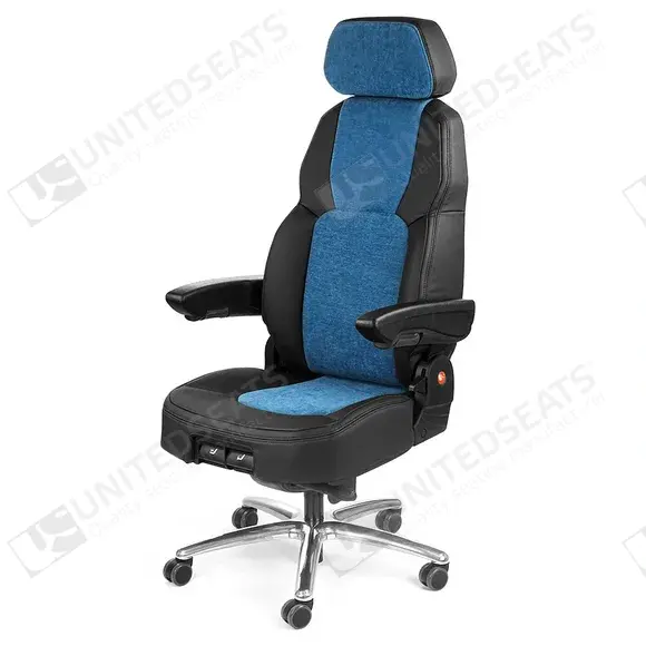 UnitedSeats C8 stoel leer met stof zwart/blauw US.291774 24-uurs stoel