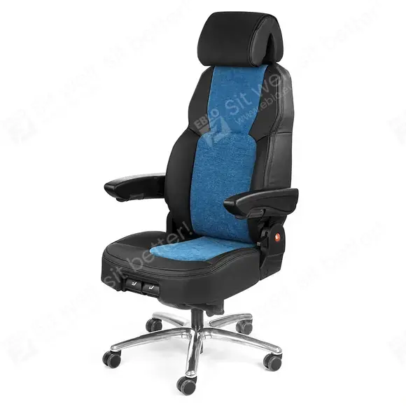 US.291765 UnitedSeats C8 stoel leer met stof zwart/blauw UnitedSeats C8 stoel leer met stof zwart/blauw US.291765 24-uurs stoel